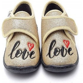 Resim Gold Love Nakışlı Çocuk Panduf Altın 