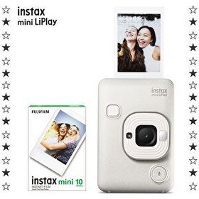 Resim Instax mini LiPlay Hybrid Misty White Fotoğraf Makinesi 10'lu Film 