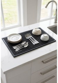 Resim 2 Li Avantaj: Çok Amaçlı Kauçuk Set, Bar Mat, Bulaşık Kurutma, Tencere Altlığı, Saksı Altlığı Siyah 