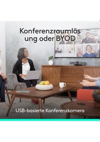 Resim Küçük Alanlar Ve Toplantı Odaları İçin Tv Montajı Dahil Logitech Meetup Hepsi Bir Arada Ultra Hd 4k Konferans Kamerası 
