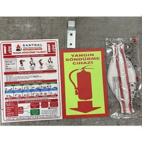 Resim 6 Kg Yangın Tüpü Foam Köpüklü Ysc Fosforlu Levha -talimat-asma Aparatı-3m Maske 