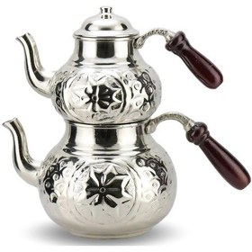 Resim Yıldız Işlemeli Bakır Çaydanlık Bakır 