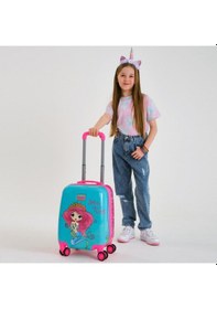 Resim Coral High Kids Mavi Pembe Denizkızı Desenli Çocuk Valizi 16716 