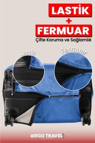 Resim Ergo Travel Valiz Koruma Kılıfı Kadife Kılıf - Lacivert - Büyük Boy | 