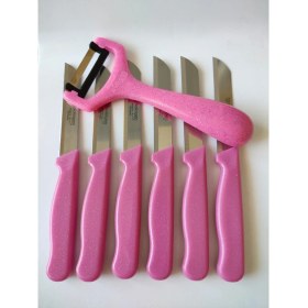 Resim Solingen Marka Bıçak ve Soyacak Takımı (7 Parça) Simli Pembe 