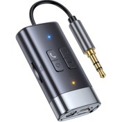 Resim 3.5mm AUX Ses Alıcısı ile Kablosuz Eller Serbest Arama Araba Adaptörü, 2'si 1 Arada Verici ve Alıcı, TF Kart ve Araba MP3 Müzik Çalma Desteği ile Kayıp Olmayan Ses Desteği 