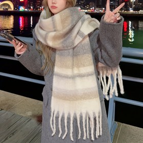 Resim Kadınlar için Şık Kış Atkısı - Kalın Bej/Kahverengi/Siyah/Beyaz Püsküllü - Çekmeye Karşı Dayanıklı & Nefes Alabilir Soğuk Hava Aksesuarı, Kayak, Seyahat, Açık Hava için - Yumuşak Sıcak Sarma Yaka (Elde Yıkanabilir) - Kaymaz Boyun Atkısı, Tüm Bej Renkler 