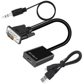 Resim Vga Hdmi Dönüştürücü Kablo + Audio Ses Çevirici Vga To Hdmi 