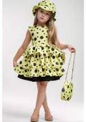 Resim Riccotarz Kız Çocuk Kat Kat Fırfırlı Etek Ucu Tüllü Üzeri Üzeri Benekli Sarı Elbise 001 
