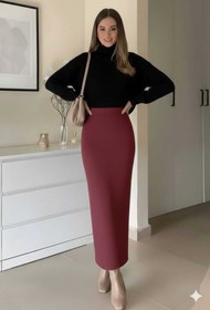 Resim CNG MODA Scuba Beli Lastikli Kalem Etek 