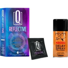 Resim Chase Q Reflective 6'lı Kremli Tırtıklı Prezervatif + Sprey 45ML 