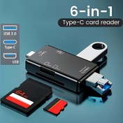 Resim Type-C/USB 6-in-1 OTG Çok Fonksiyonlu Hafıza Okuyucu SD ve TF Kartlar için, Kompakt Tasarım, Kullanımı Kolay, İş İçin Temel, ABS Malzeme, Erkek-Kadın Bağlantı, Pil Olmadan, Kamera Kart Okuyucu | Şık Tasarım | Dayanıklı İnşaat 