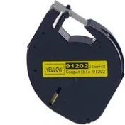 Resim Dymo Letratag 59423 Sarı Plastik Etikete Siyah 