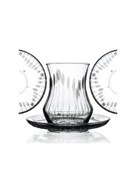 Resim Decocia Afro 12 Kişilik 24 Parça Çay Seti 170cc Vega Desenli Şeffaf 