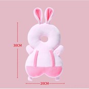 Resim Yaozixa Toddlerlar İçin Yazlık Korumalı Yastık - Bebek Yürüme Başkanı Koruyucu Pad - Yarım Kadife Yarım Ağız Tavşan Desenli Yatay Kayışsız 