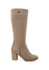 Resim Gönderi(R) Kadın Vizon Süet Yuvarlak Burun Fermuarlı Kalın Topuklu Çizme Dkzc66832509 Vizon 