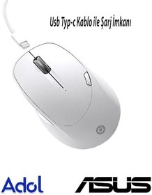 Resim Adol Kablosuz Dual Band Hibrit Bluetooth &Wireless Kablosuz Mouse Şarjlı - Beyaz 