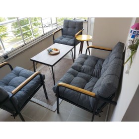 Resim MODERN Metal Kanepe Koltuk Takımı - 2+1+1 + Sehpa 