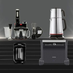 Resim Premium24 4'lü Elektrikli Çeyiz Seti Tost, Kahve, Çay Makinesi ve Blender Seti - Siyah 