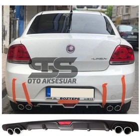 Resim Fiat Linea Difüzör Arka Tampon Eki 4 Egzoz Çıkışlı Siyah 