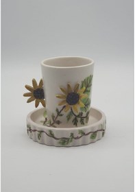 Resim Ayçiçeği El Boyaması Fincan 