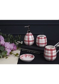 Resim Celıne 4 Parça Seramik Banyo Seti Kırmızı 