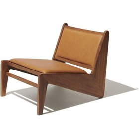 Resim SOHOMANJE Gerçek Deri Doğal Kahverengi Ahşap Berjer 