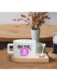 Resim Bk Gift Kişiye Özel İsimli Doktor Tasarımlı-4, Ahşap Altlıklı Seramik Fincan, Meslek Hediyesi, Yeni İş Hediyesi Kobitmeyen137933 Bk Gift 