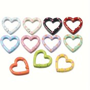Resim 5 Adet Kalp Şeklinde Alaşımlı Istakoz Tokaları, 25x25.5mm - Emaye Kaplama Yaylı Tokalar DIY Anahtarlıklar & Takı Yapımı Aksesuarları İçin 