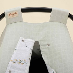 Resim Puset Örtüsü - Çift Taraflı - Açık Yeşil Muslin - Yapraklar 