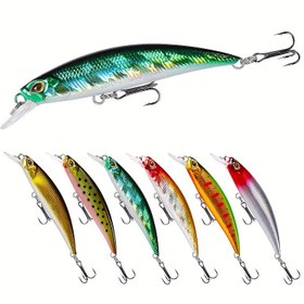 Resim 1 adet Balık Yemi Minnow Wobbler Uzun Döküm Hızlı Batan Titreşim Jerkbait Swimbait Yapay Sert Yem Bass Yemi 7cm/2.76inch 10g 