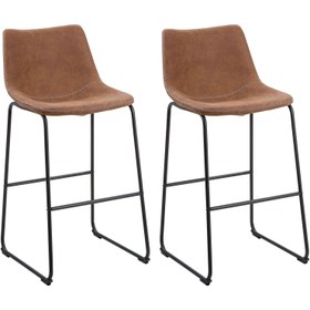 Resim FRANKS 2’li Retro Bar Sandalyesi Seti, 72 cm Oturma Yüksekliği, Kavisli Sırtlık - Mavi 