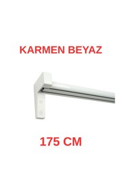 Resim Karmen Ahşap Başlıklı İki Kanallı Dekoratif Ray Beyaz 175 Cm Beyaz 