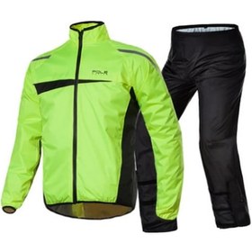 Resim Motosiklet Su Geçirmez Yağmurluk Takım Pole Cep Çantalı Hafif 