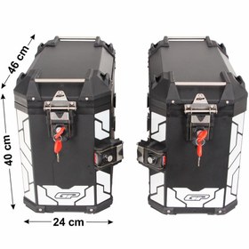 Resim GP KOMPOZİT Universal 40 lt x 2 Alüminyum Motosiklet Yan Çanta Seti Siyah 