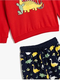 Resim Koton Pamuklu Pijama Takımı Dinozor Baskılı Kırmızı 5wmb10024tk Kırmızı 