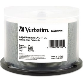 Resim Nisar Store Dvd+R Dl 8.5gb 8x Datalifeplus Beyaz Mürekkep Püskürtmeli Yazdırılabilir, Hub Yazdırılabilir - 50PK Mil - 98319 