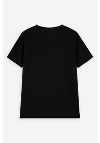 Resim Markapia Kadın Bisiklet Yaka Pamuk Helikopter Baskılı Kısa Kollu T-shirt Siyah 
