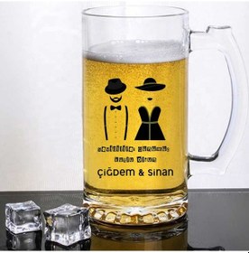 Resim Kişiye Özel Bira Bardağı Baskılı Sevgiliye Hediye İsimli 