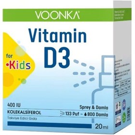 Resim Voonka Vitamin D3 400 Iu Kids Sprey 20 Ml 