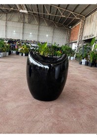 Resim Luna Serisi Siyah Oval Kesim Dekoratif Saksı 