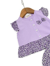 Resim VOY KİDS KIZ BEBEK YAZLIK BANDANALI 6-9-12-18-24 AY ÇİÇEK DESENLİ 3'LÜ ŞIK ŞORTLU TAKIM 
