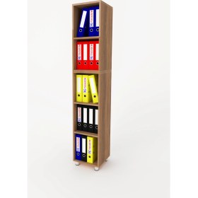 Resim 3G Tasarım Modüler Açık Raflı Kitap ve Dosya Dolabı 3G-001-AD-CEVİZ / 35x35x190h 