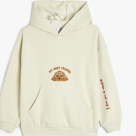 Resim Koton Kapşonlu Sweatshirt Kanguru Cepli Uzun Kollu Köpek Baskılı Şardonlu Green 5wkg10519ak Yeşil 