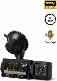 Resim 1080p Ön Arka Ve Araç İçi Kayıt Kamerası 3 Kamera Lens Hareket Algılama Park Yardım 3.16inç Ekran 