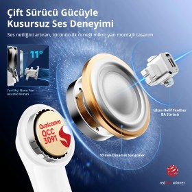 Resim Earfun Air Pro 4+ Bluetooth Kulakiçi Kulaklık - Bluetooth 6.0 - 54 Saat Çalma Süresi - Çoklu Cihaz Bağlantısı - IP55 - Beyaz (Earfun Türkiye Garantili) 