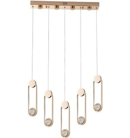 Resim Beckett 5'li Sıralı Kristal Top Başlıklı Gold Sarkıt Led Avize Gold 