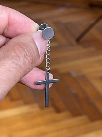 Resim 316 Cerrahi Çelik Sallantılı Haç Model Piercing Mavi 