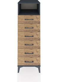 Resim Kronos Dolap Tek Raflı 6 Çekmeceli 44x59x134 Antrasit-çam Antrasit 