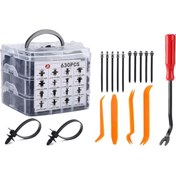 Resim Mega Oto Market Klips Araba Kapı Tampon Plastik Panel Itme Pim Tutucu 630 Parça 